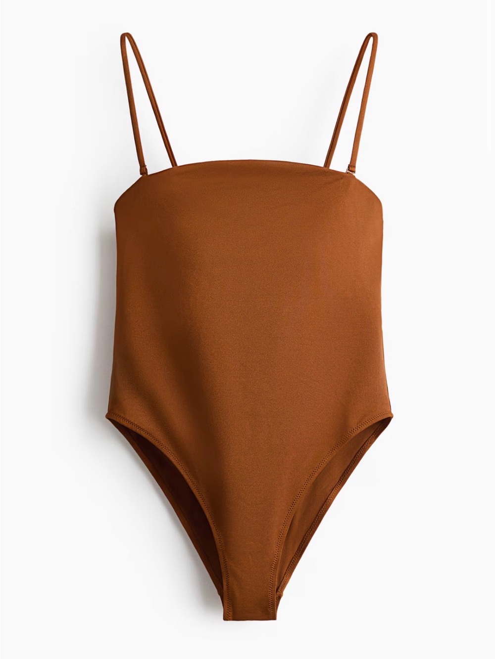 H&M Rust Brown One-Piece Swimsuit with Thin Straps